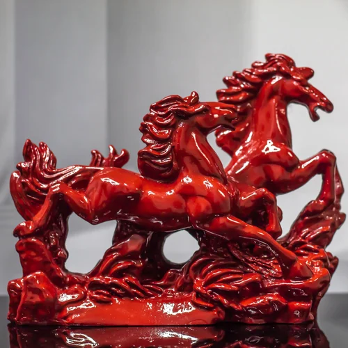 red horses pair